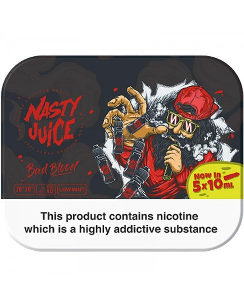 BAD BLOOD E LIQUID BY NASTY JUICE - TDP MULTIPACK 5 X 10ML 70VG