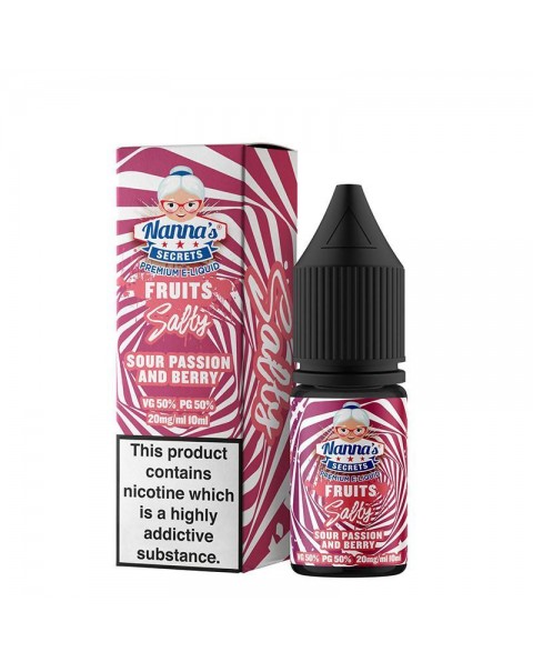 SOUR PASSION AND BERRY NICOTINE SALT E-LIQUIDS BY NANNA'S SECRET FRUITS SALTY