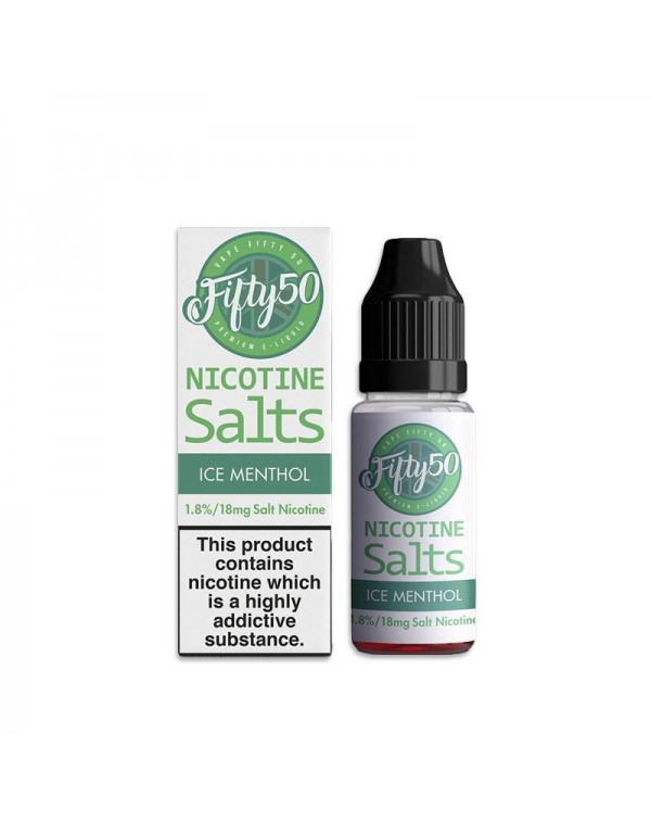 ICE MENTHOL NICOTINE SALT E-LIQUID BY FIFTY50 SALT...