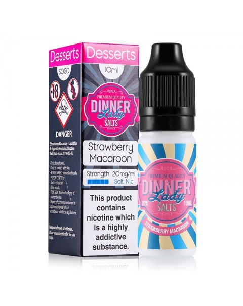 STRAWBERRY MACAROON NICOTINE SALT E-LIQUID BY DINNER LADY SALTS