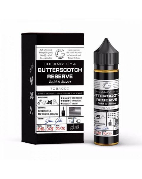BUTTERSCOTCH RESERVE E LIQUID BY GLAS BASIX 50ML 70VG