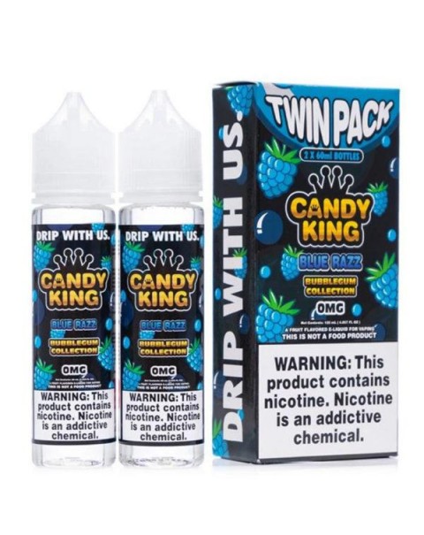 BLUE RAZZ E LIQUID BY CANDY KING BUBBLEGUM (2 X 50ML) 100ML 70VG